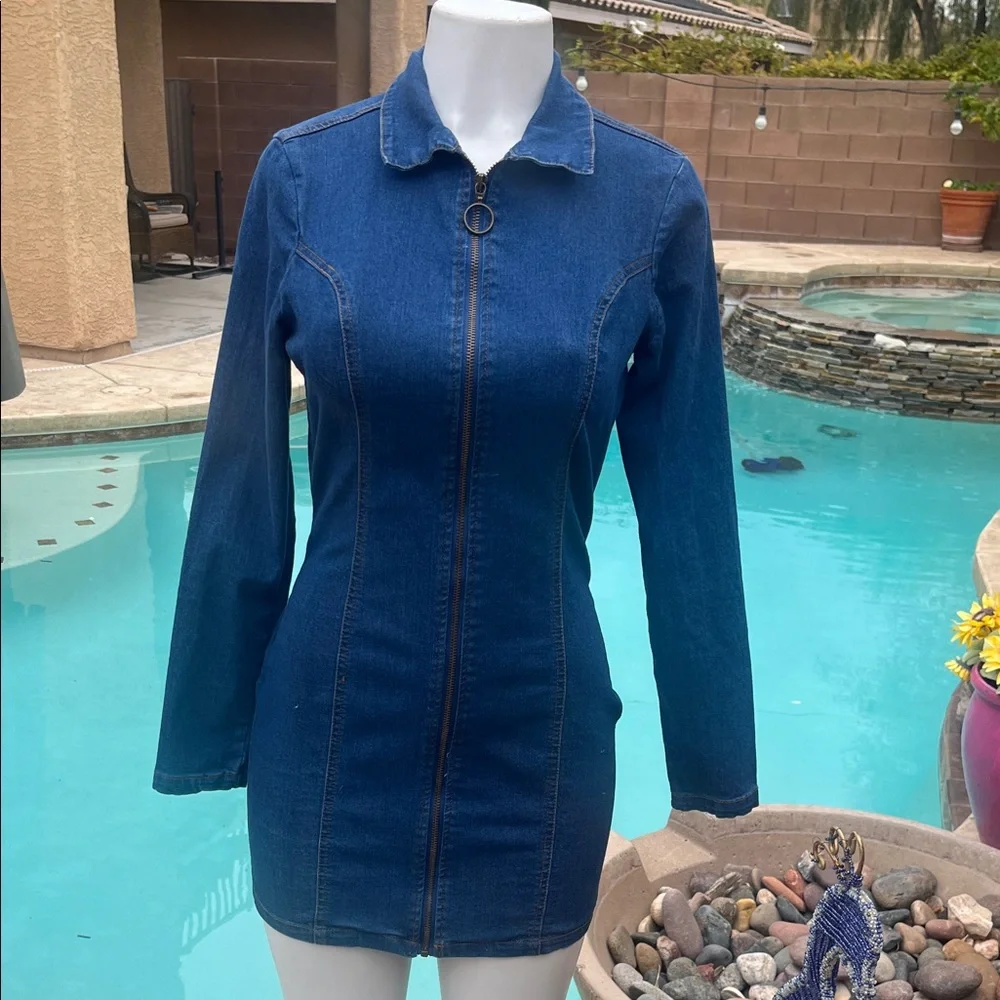 Denim Zip-Up Dress - Picture 6 of 8